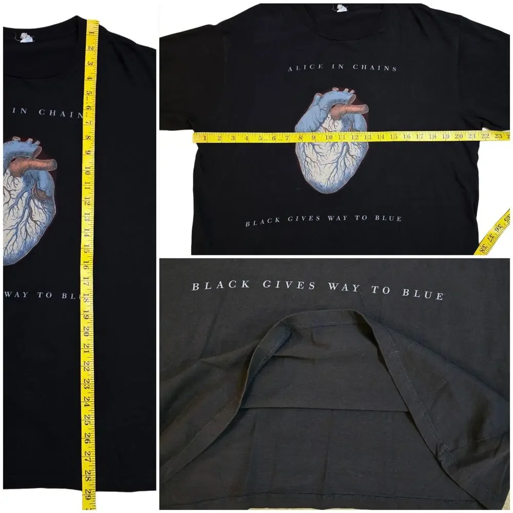 AiC Tshirt  XL Black Graphic Print Cotton Alice Chains Black Gives Way Blue 2010 - Picture 6 of 10